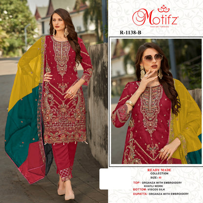 R 1138 Motifz Organza Pakistani Readymade Suits Supplier Ahmedabad