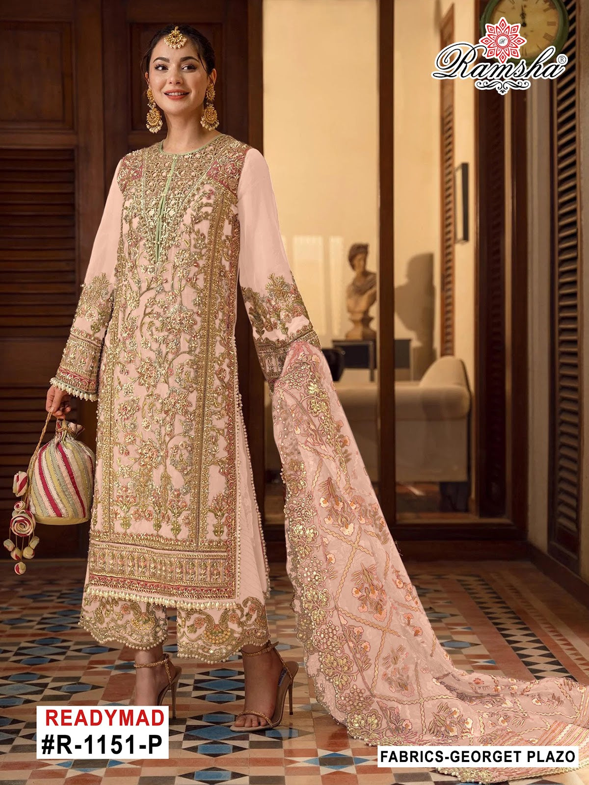 R 1151 Mnop Ramsha Georgette Pakistani Readymade Suits Supplier Ahmedabad
