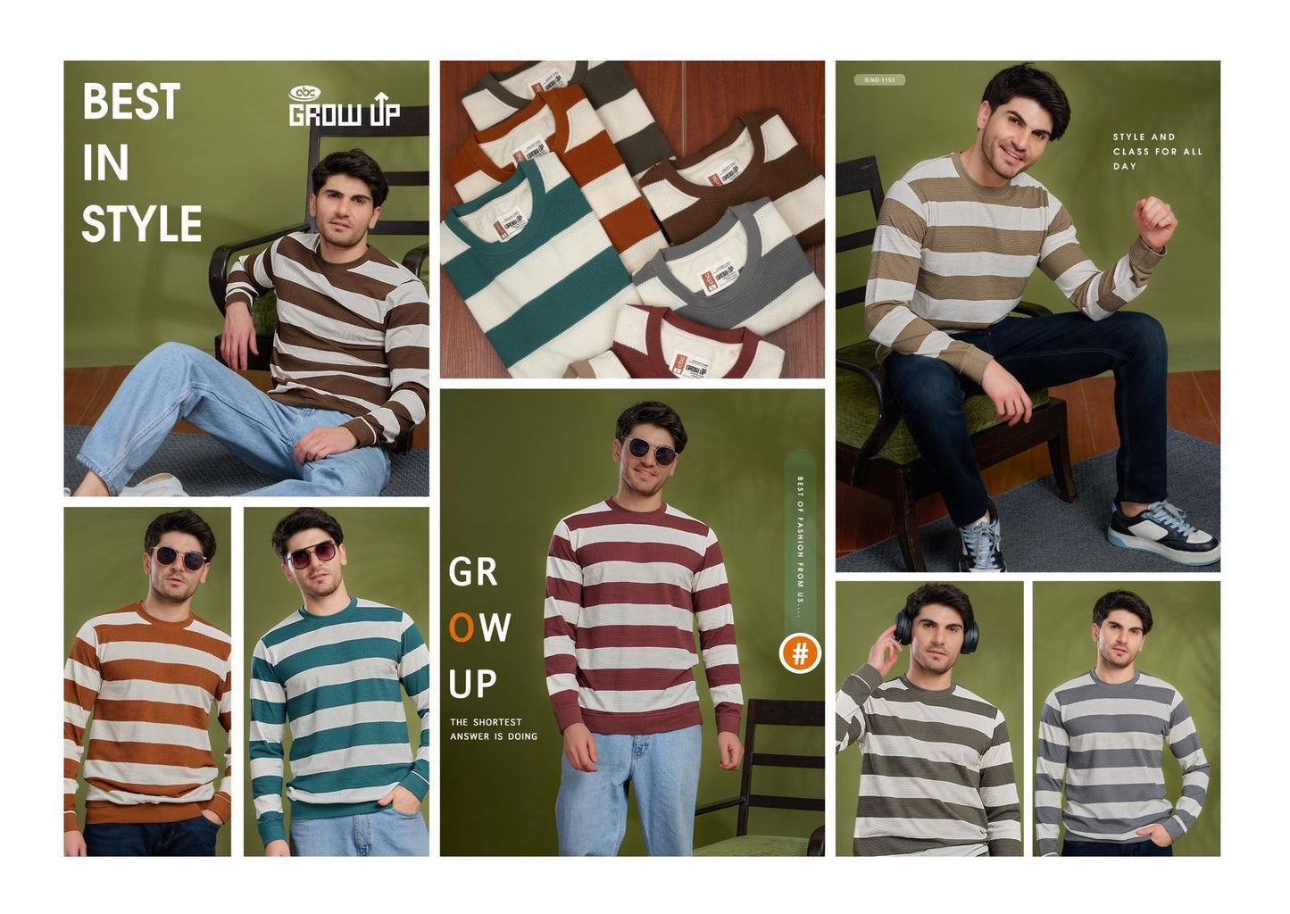 R 1153 Growup Stripes Mens Tshirts Manufacturer
