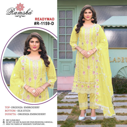 R 1159 Ramsha Organza Pakistani Readymade Suits Supplier Ahmedabad