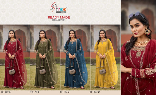 R 1177 Shree Fabs Gaji Silk Pakistani Readymade Suits Exporter India