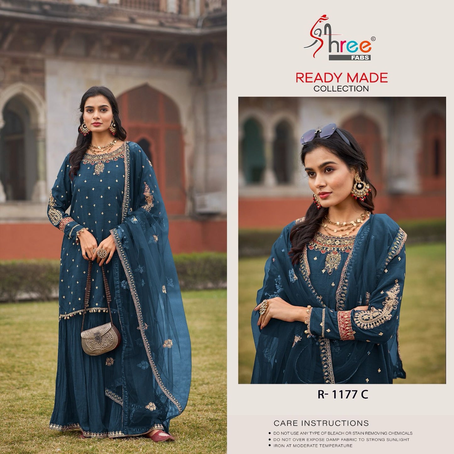 R 1177 Shree Fabs Gaji Silk Pakistani Readymade Suits Exporter India