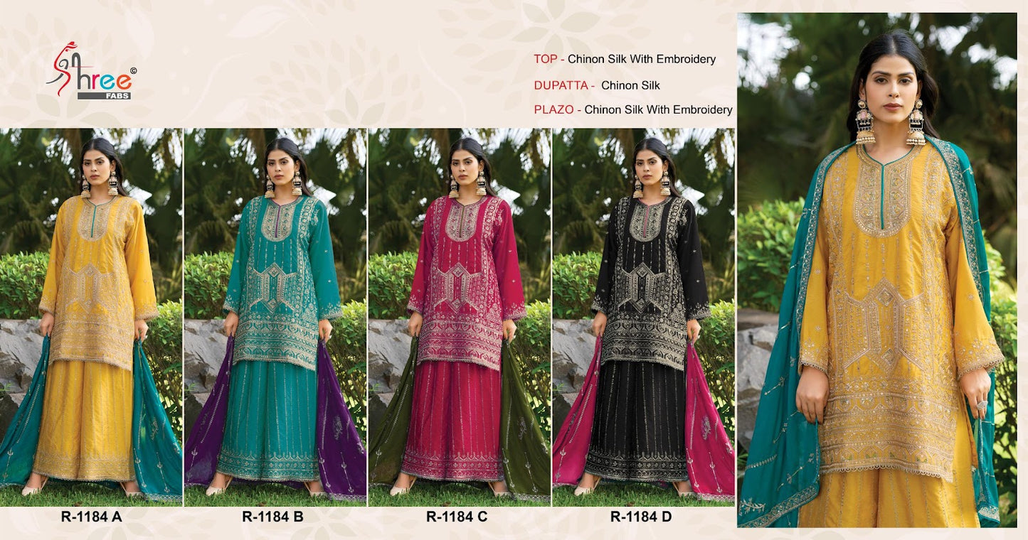 R 1184 Shree Fabs Chinon Pakistani Salwar Suits Wholesaler