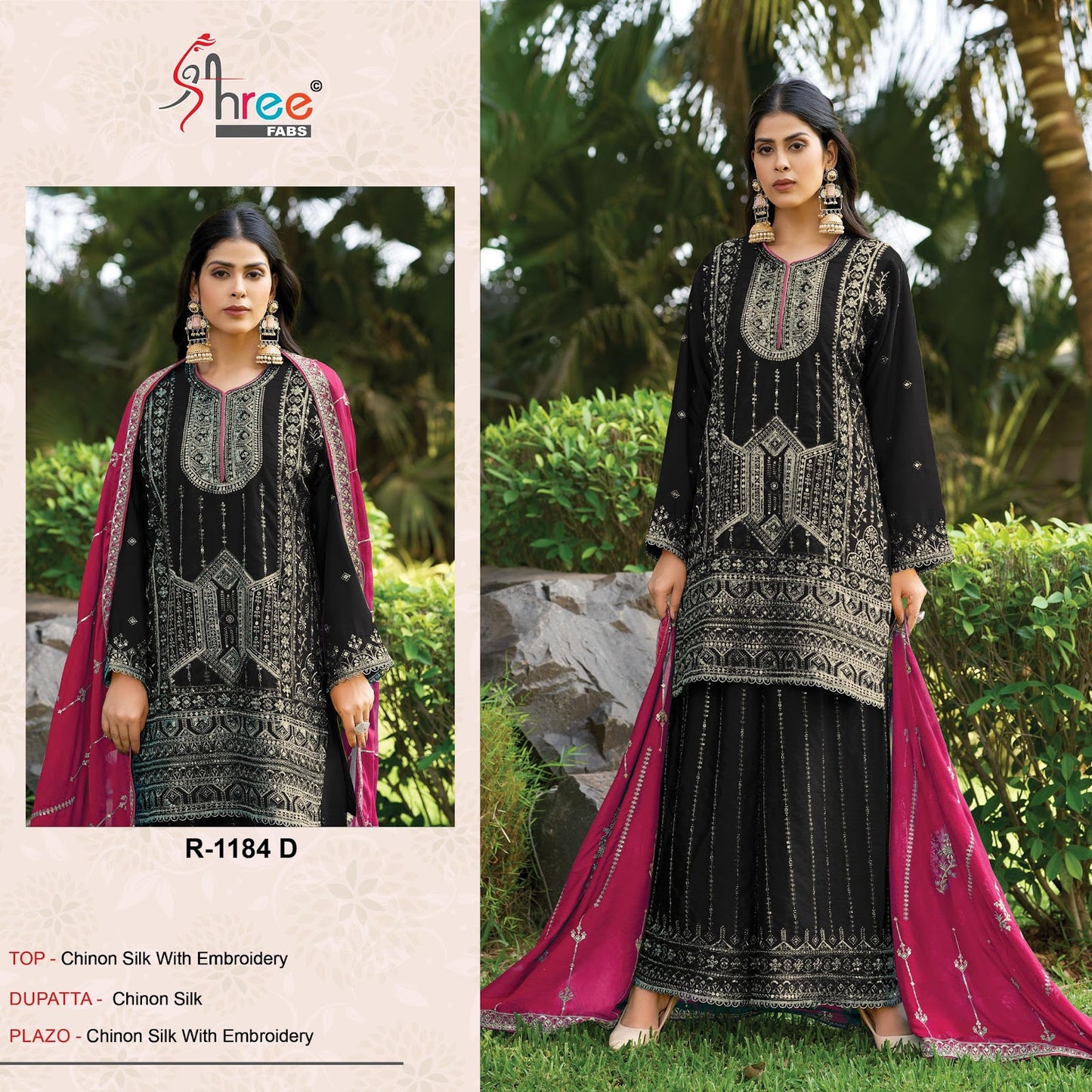 R 1184 Shree Fabs Chinon Pakistani Salwar Suits Wholesaler