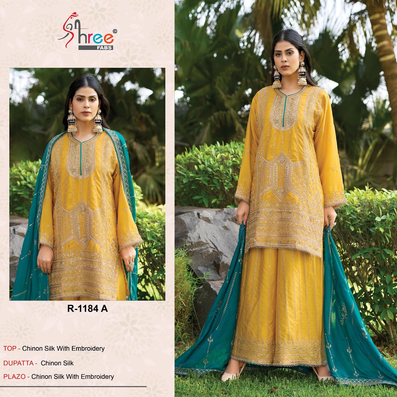R 1184 Shree Fabs Chinon Pakistani Salwar Suits Wholesaler