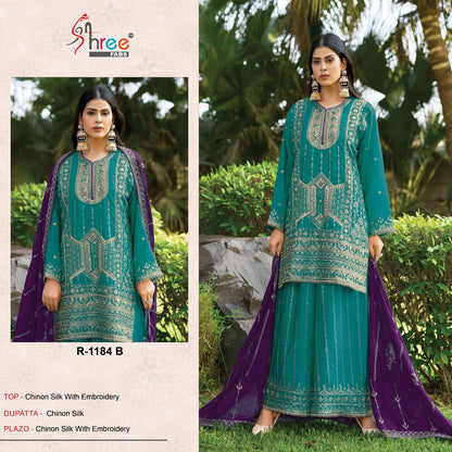 R 1184 Shree Fabs Chinon Pakistani Salwar Suits Wholesaler