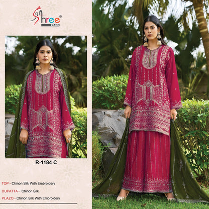 R 1184 Shree Fabs Chinon Pakistani Salwar Suits Wholesaler