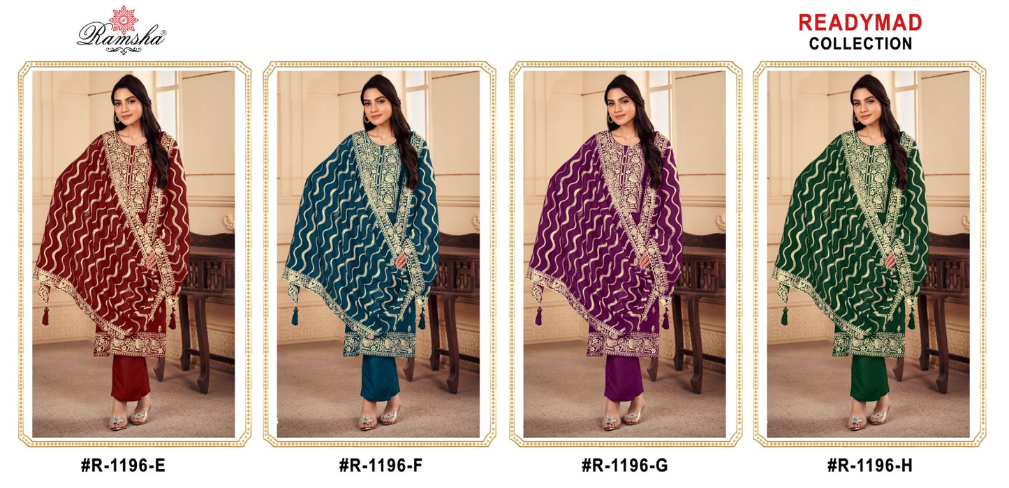 R 1196 Efgh Ramsha Organza Pakistani Readymade Suits Wholesaler