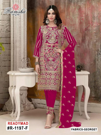 R 1197 Ramsha Georgette Pakistani Readymade Suits Exporter India