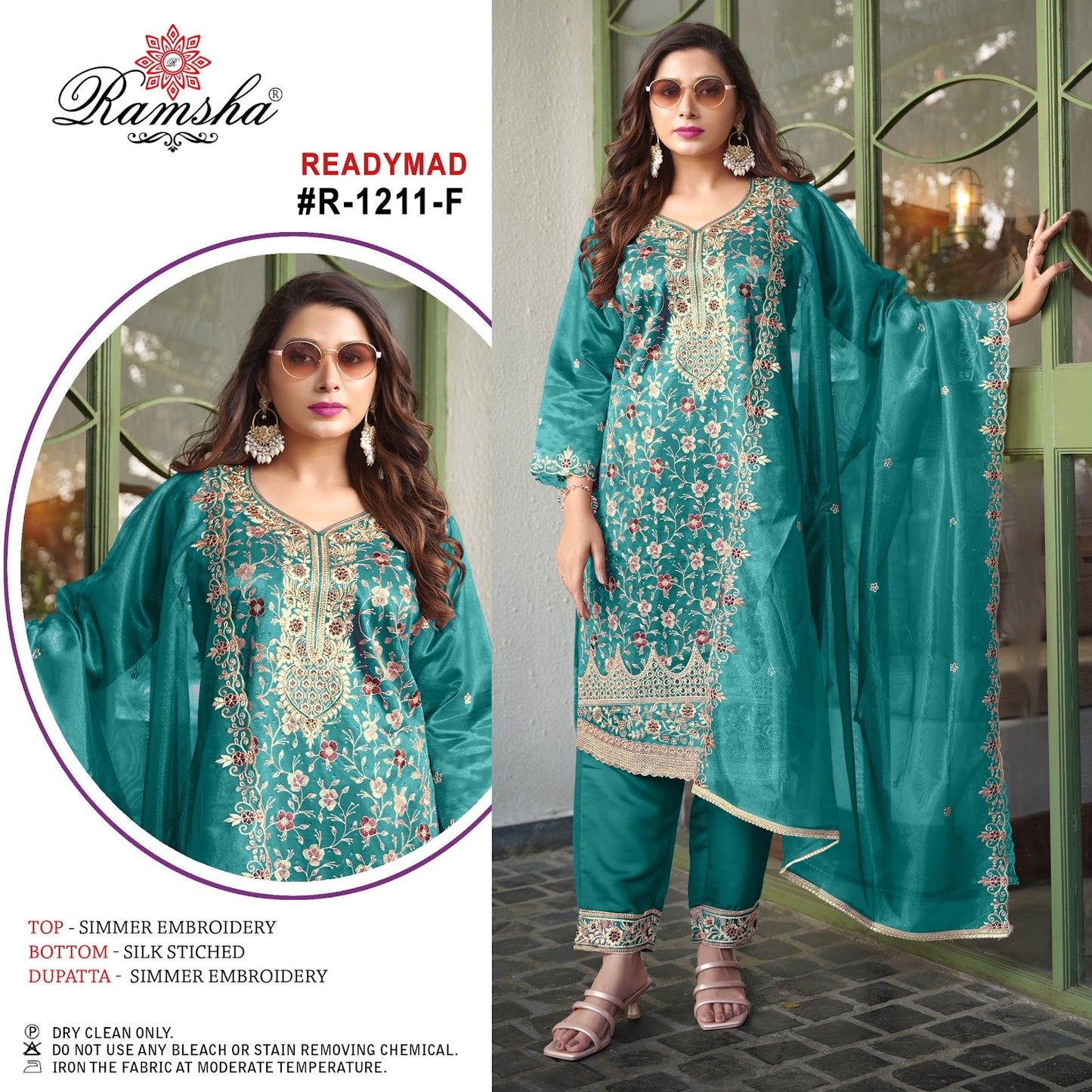 R 1211 Efgh Ramsha Simmer Pakistani Readymade Suits Manufacturer India