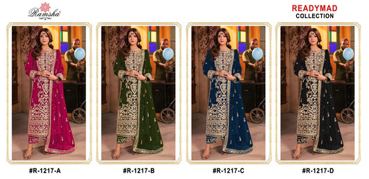 R 1217 Ramsha Georgette Pakistani Readymade Suits Manufacturer Gujarat