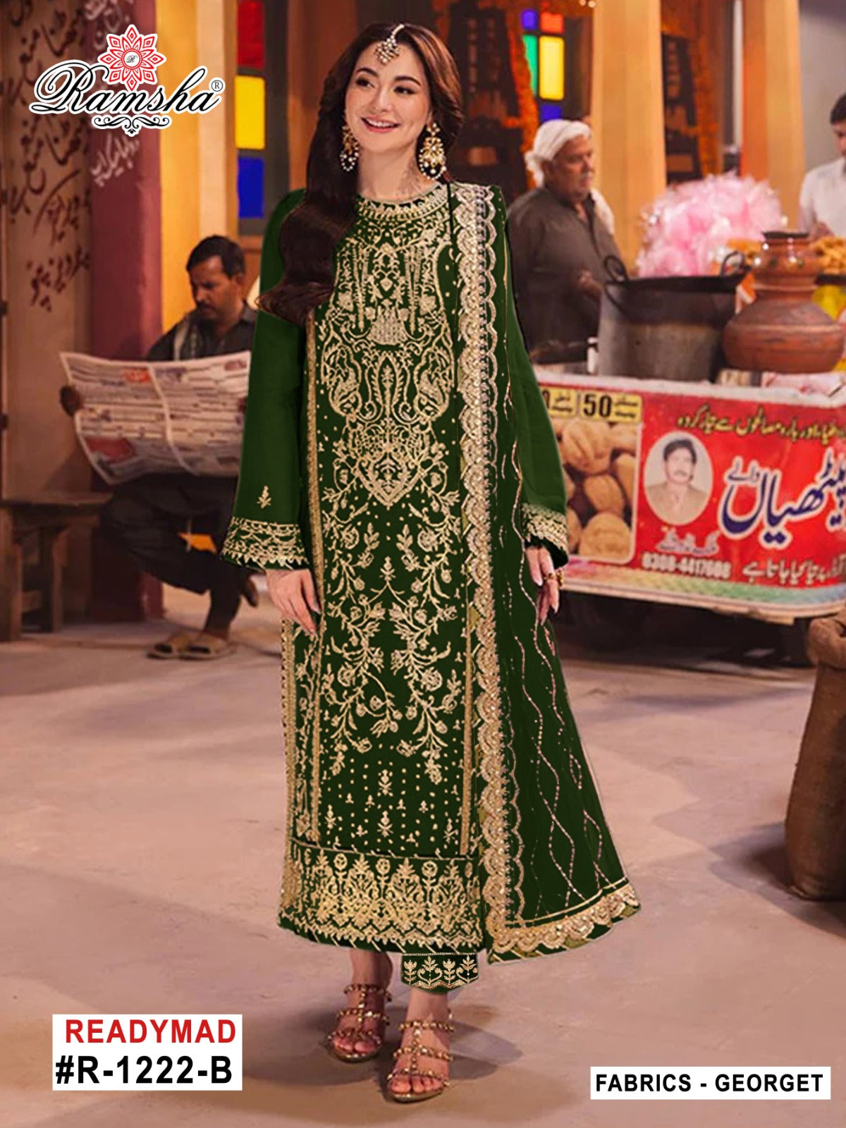 R 1222 Ramsha Georgette Pakistani Readymade Suits Wholesale Price