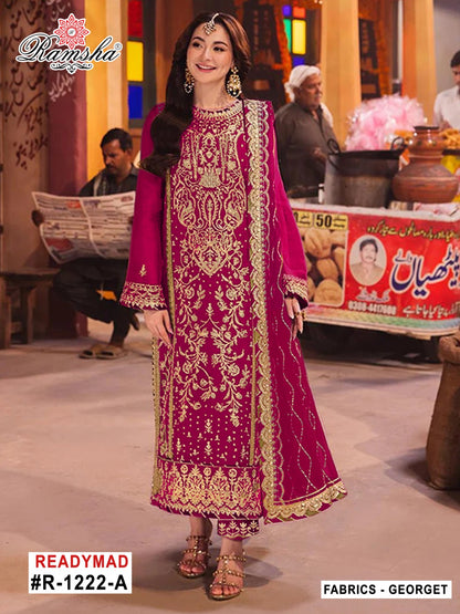 R 1222 Ramsha Georgette Pakistani Readymade Suits Wholesale Price