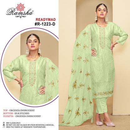 R 1223 Ramsha Organza Pakistani Readymade Suits Exporter India