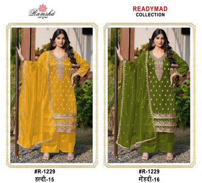 R 1229 Haldi-Mehendi Ramsha Simmer Pakistani Readymade Suits Wholesale Price
