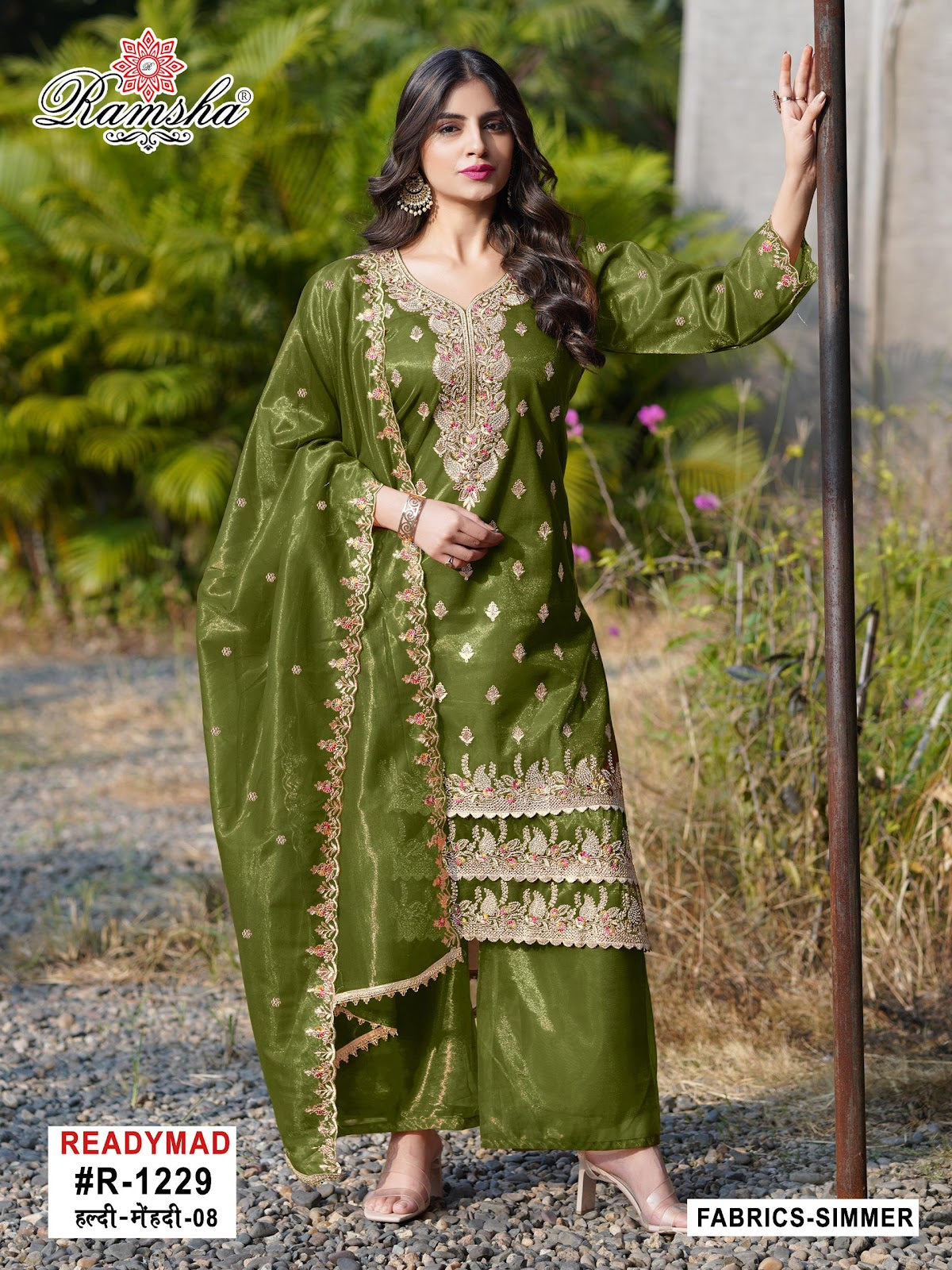 R 1229 Haldi-Mehendi Ramsha Simmer Pakistani Readymade Suits Wholesale Price