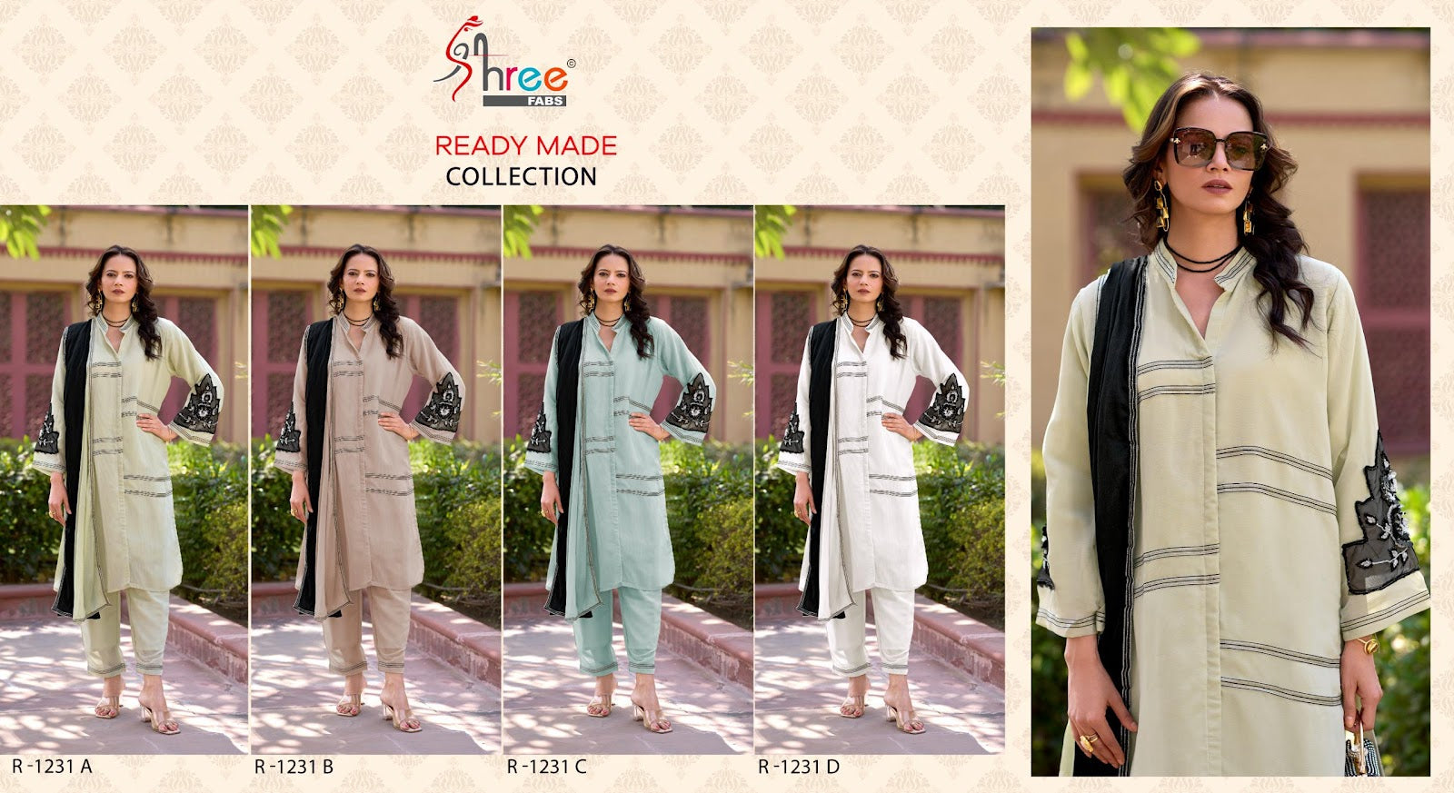 R 1231 Shree Fabs Chiffon Pakistani Readymade Suits Exporter India