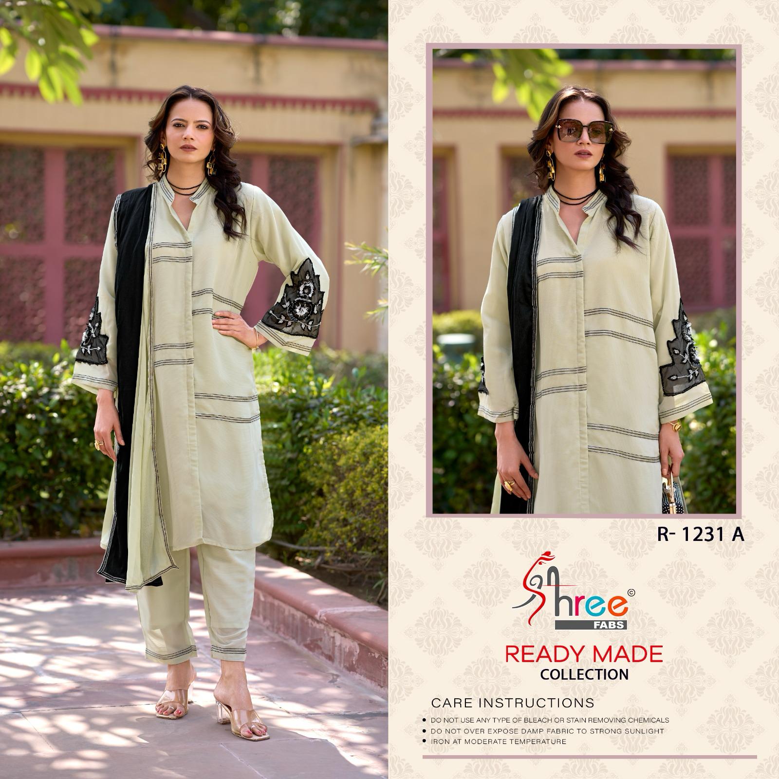 R 1231 Shree Fabs Chiffon Pakistani Readymade Suits Exporter India