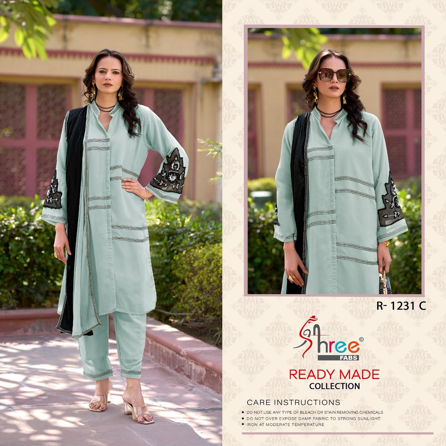 R 1231 Shree Fabs Chiffon Pakistani Readymade Suits Exporter India