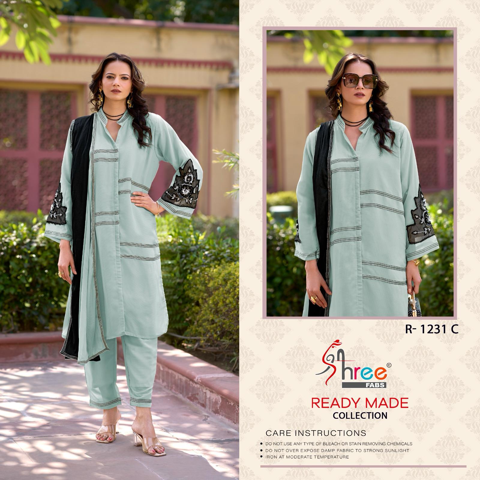 R 1231 Shree Fabs Chiffon Pakistani Readymade Suits Exporter India