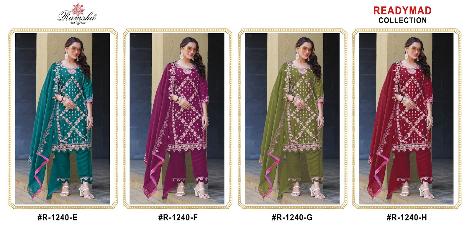 R 1240 Efgh Ramsha Barbari Pakistani Readymade Suits Exporter Ahmedabad