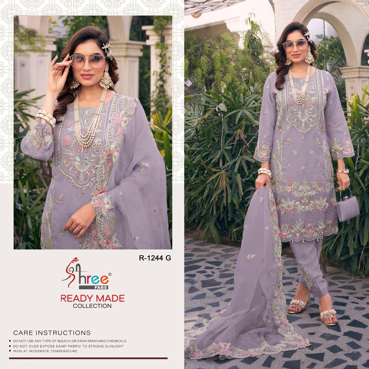 R 1244 Shree Fabs Organza Pakistani Readymade Suits Wholesale