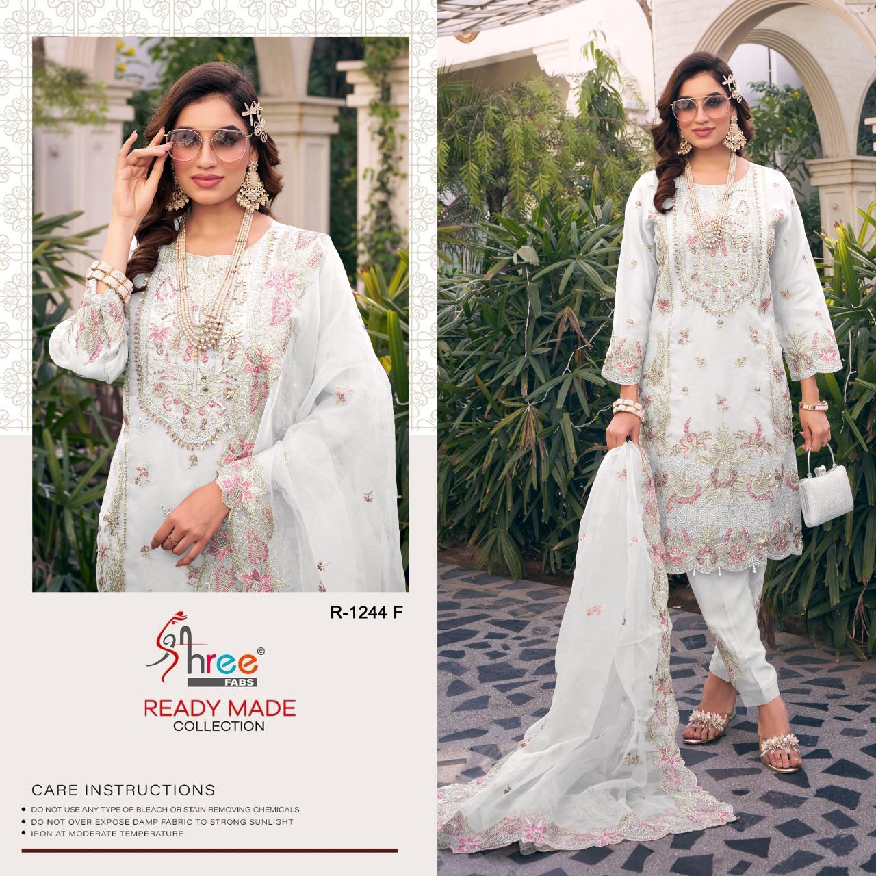 R 1244 Shree Fabs Organza Pakistani Readymade Suits Wholesale