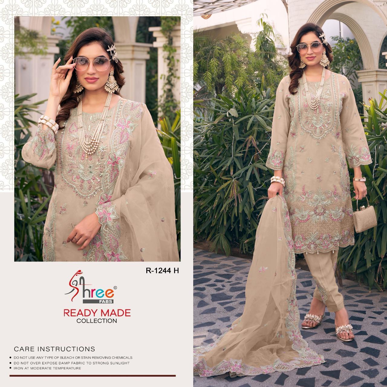 R 1244 Shree Fabs Organza Pakistani Readymade Suits Wholesale