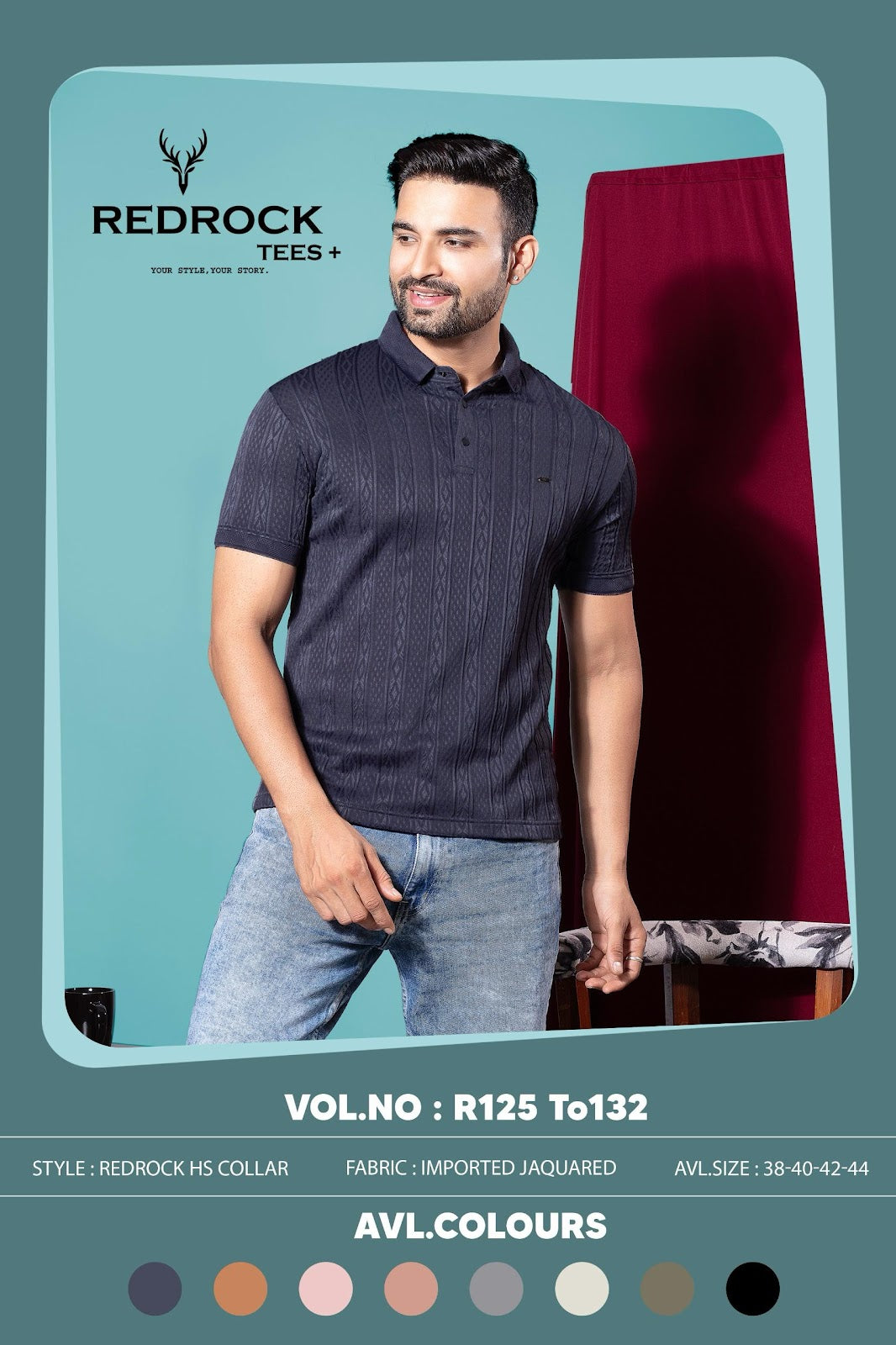 R 125 To 132 Redrock Jacquard Knit Mens Tshirts Manufacturer