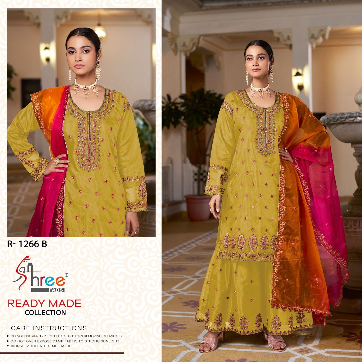 R 1266 Abcd Shree Fabs Organza Pakistani Readymade Suits Wholesaler