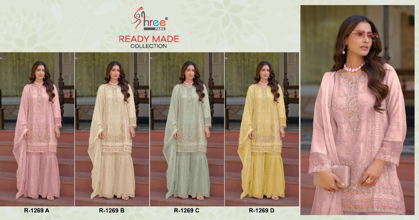 R 1269 Shree Fabs Chiffon Pakistani Readymade Suits Wholesale Rate