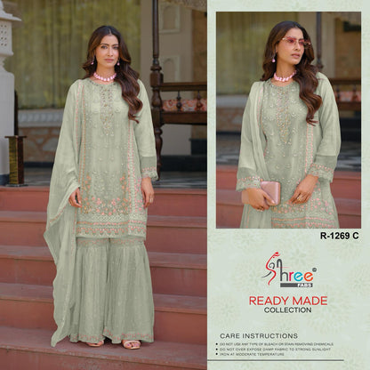 R 1269 Shree Fabs Chiffon Pakistani Readymade Suits Wholesale Rate