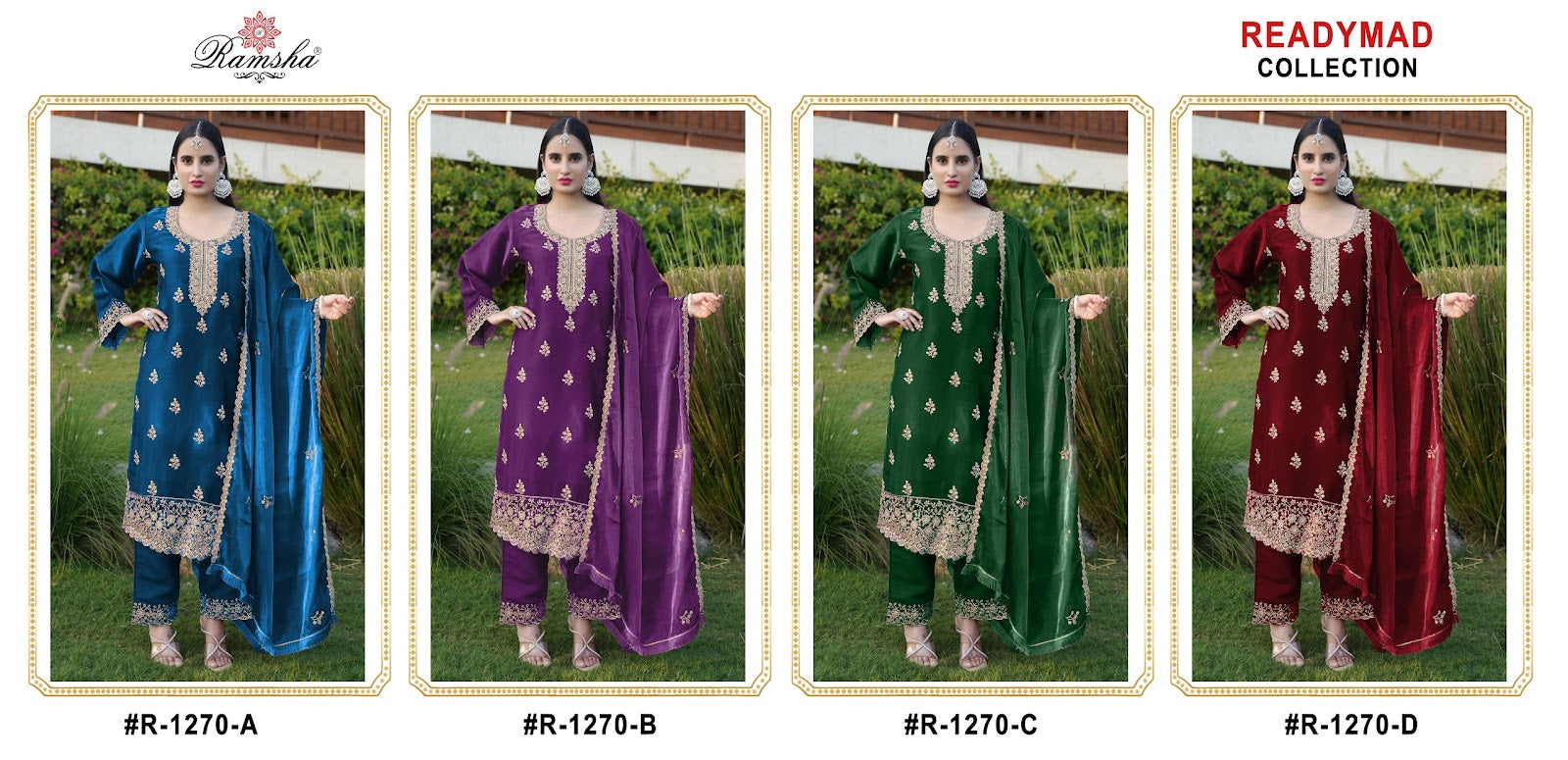 R 1270 Abcd Ramsha Jimmy Choo Pakistani Readymade Suits Supplier India