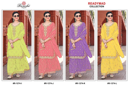 R 1274 Ijkl Ramsha Pakistani Readymade Suits Wholesaler India