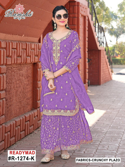 R 1274 Ijkl Ramsha Pakistani Readymade Suits Wholesaler India
