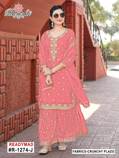 R 1274 Ijkl Ramsha Pakistani Readymade Suits Wholesaler India