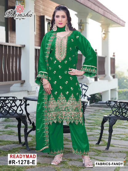 R 1278 Ramsha Pakistani Readymade Suits Manufacturer India