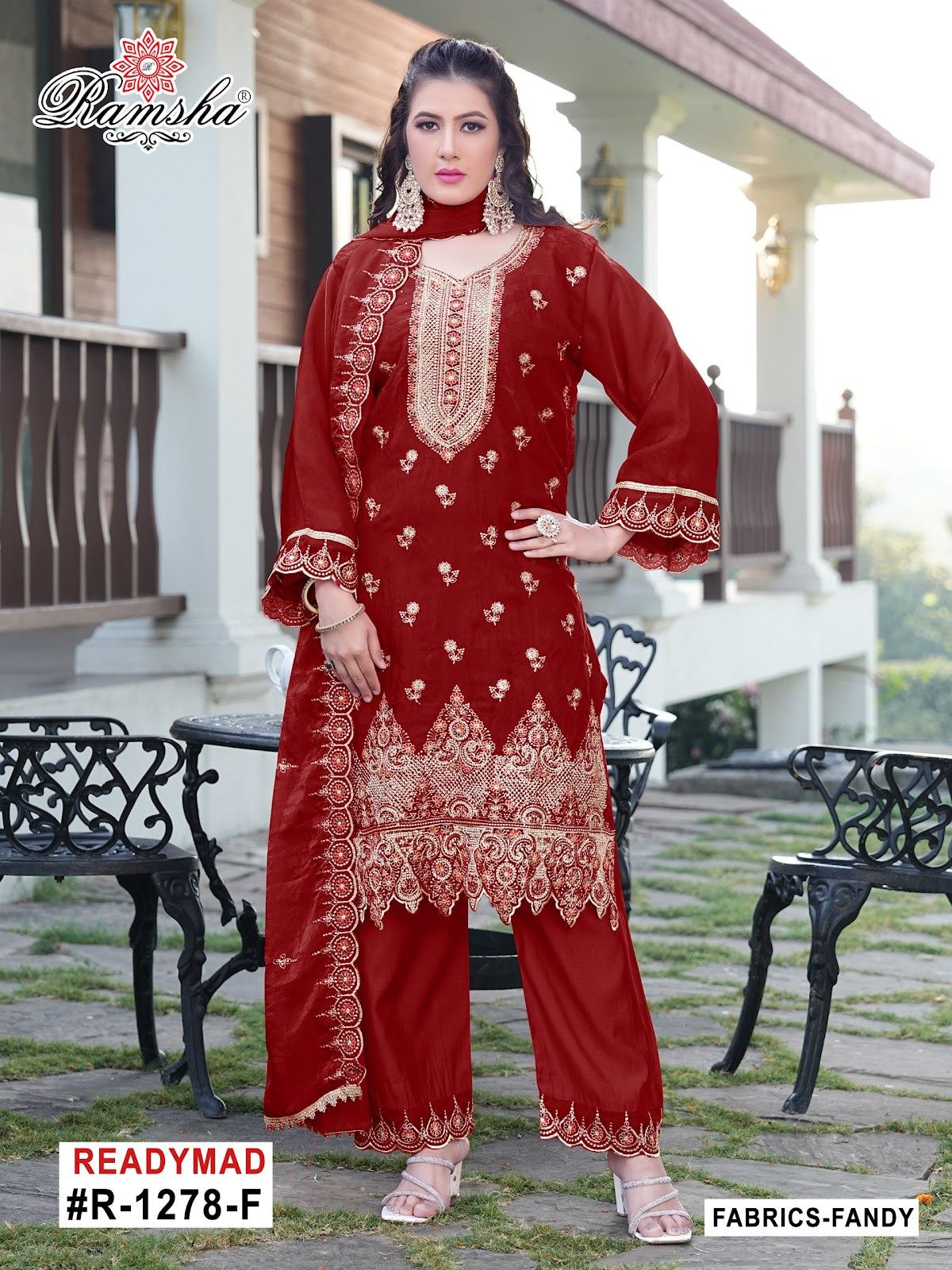 R 1278 Ramsha Pakistani Readymade Suits Manufacturer India