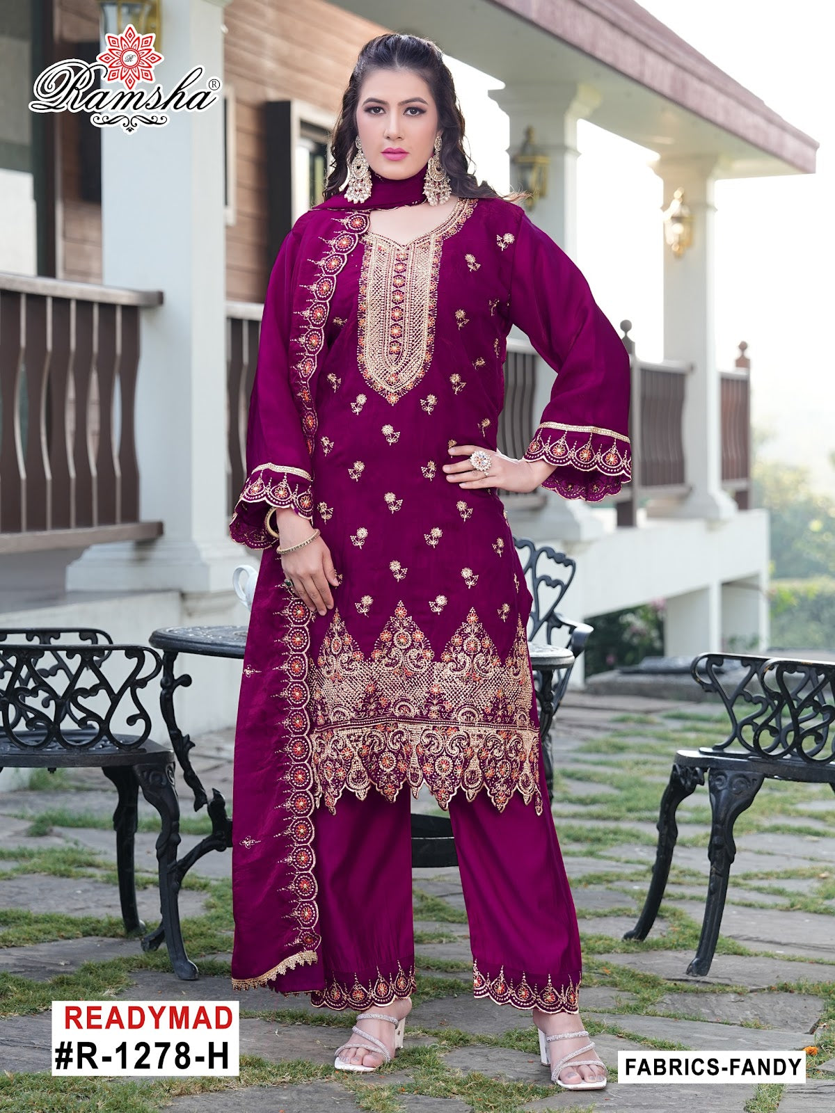 R 1278 Ramsha Pakistani Readymade Suits Manufacturer India