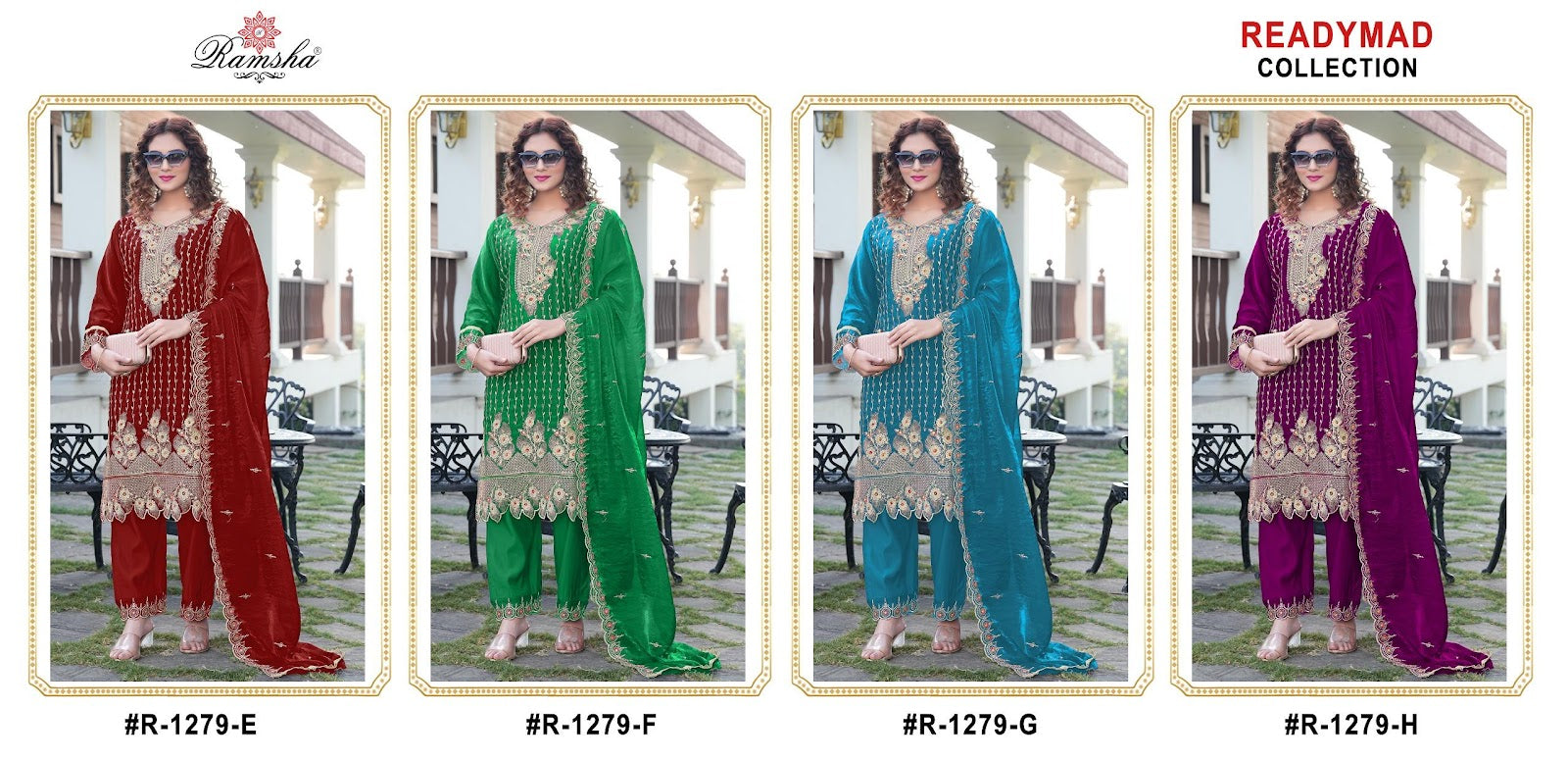 R 1279 Efgh Ramsha Pakistani Readymade Suits Manufacturer Gujarat