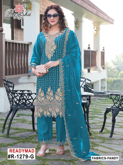 R 1279 Efgh Ramsha Pakistani Readymade Suits Manufacturer Gujarat