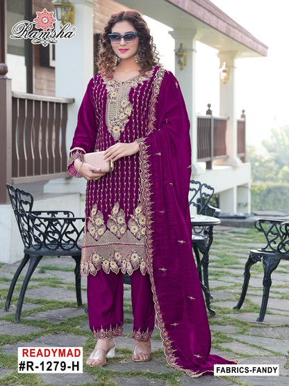 R 1279 Efgh Ramsha Pakistani Readymade Suits Manufacturer Gujarat