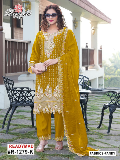 R 1279 Ramsha Fandy Pakistani Readymade Suits Wholesale Price