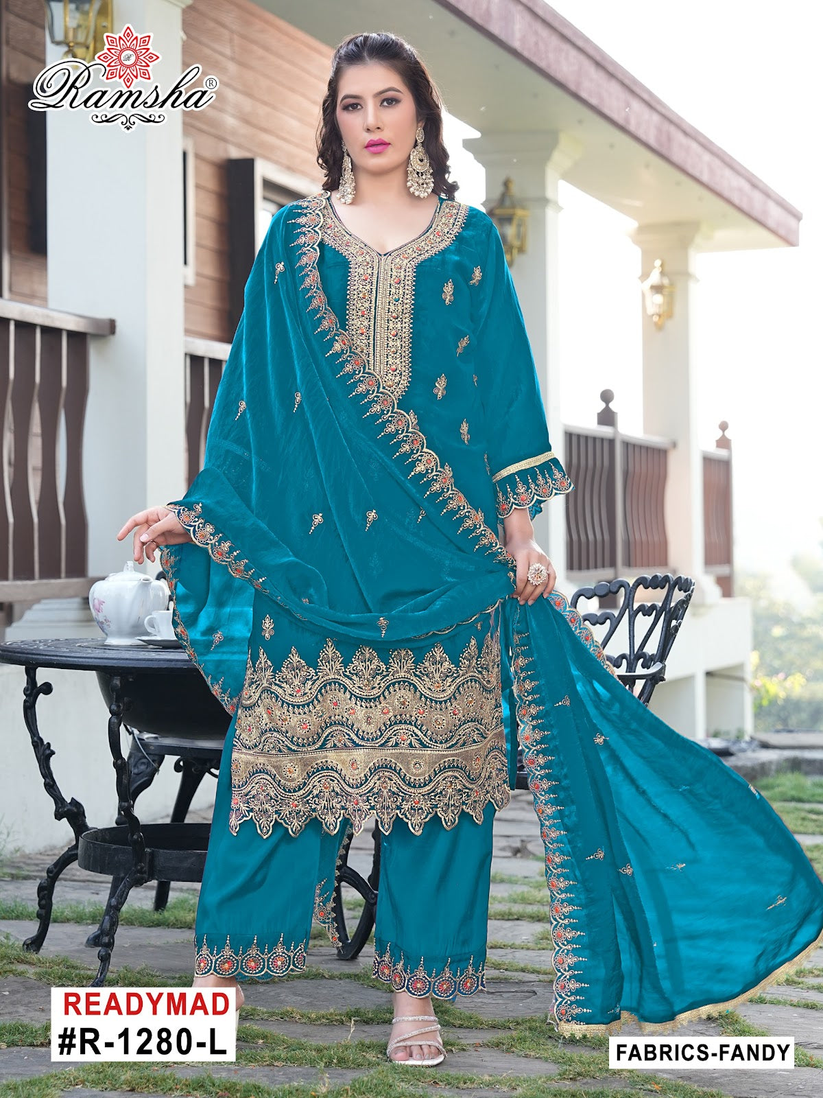 R 1280 Ramsha Fandy Pakistani Readymade Suits Manufacturer India