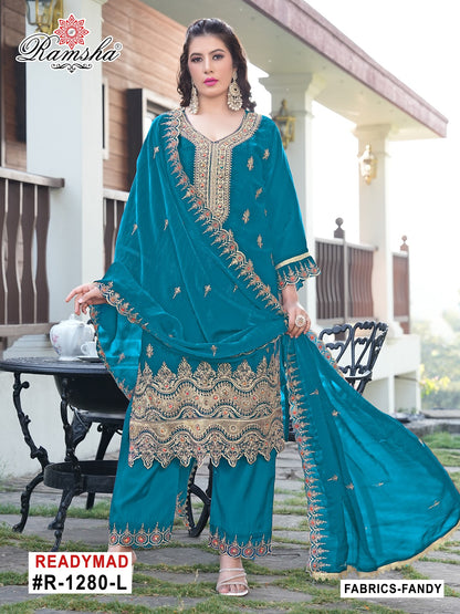 R 1280 Ramsha Fandy Pakistani Readymade Suits Manufacturer India