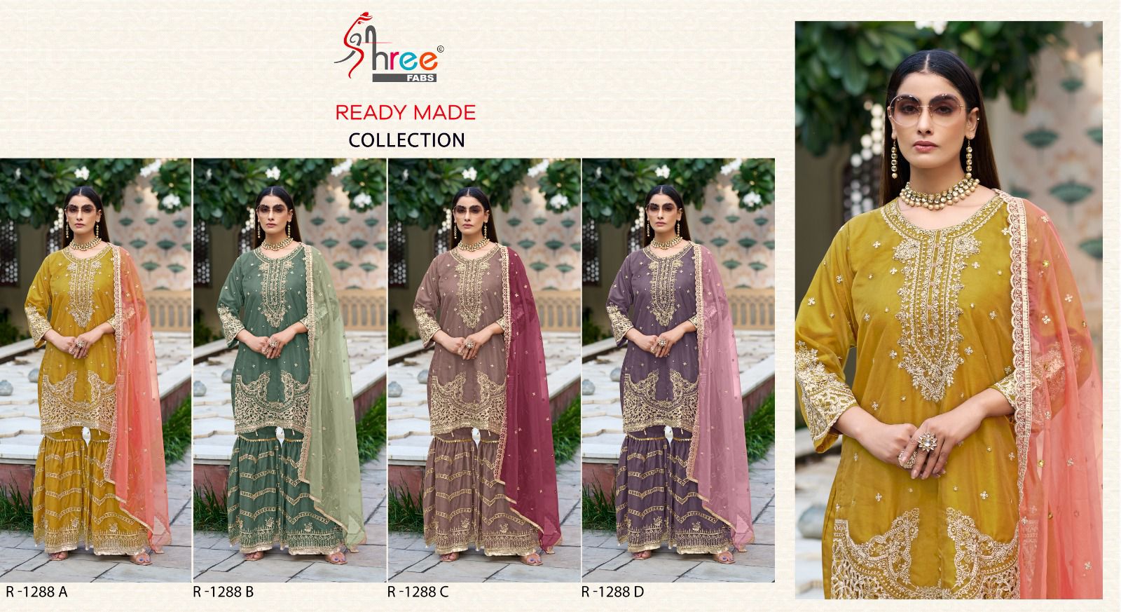 R 1288 Shree Fabs Organza Pakistani Readymade Suits Wholesale