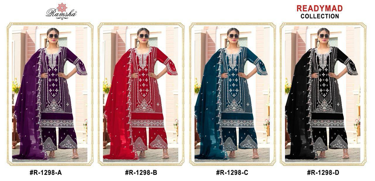 R 1298 Ramsha Georgette Pakistani Readymade Suits Wholesaler India