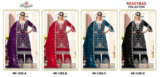 R 1298 Ramsha Georgette Pakistani Readymade Suits Wholesaler India