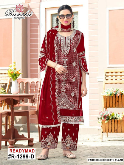 R 1299 Nx Ramsha Georgette Pakistani Readymade Suits Exporter India