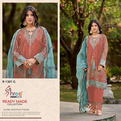 R 1301 Efgh Shree Fabs Organza Pakistani Readymade Suits Exporter Ahmedabad